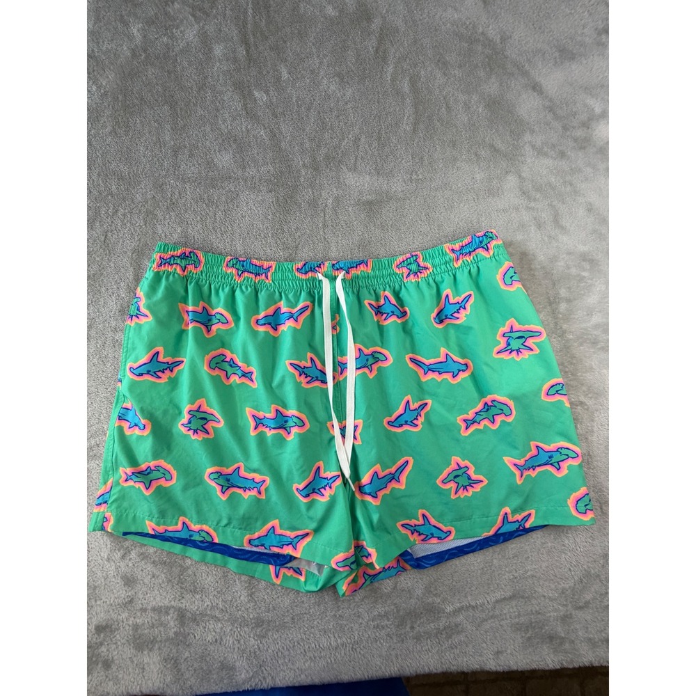 Chubbies Swim Trunks Mens XXXL Green Shark Print 4 Inch Inseam Shorts